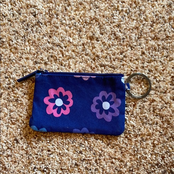 Floral Blue and Pink Coin Pouch - Picture 1 of 3
